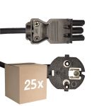 Mehrfachpackung 25x Noxion GST - Kompatibel Versorgungskabel Schwarz - Weiblich + Schuko Europlug - 2m - 3 pole 0.75mm2